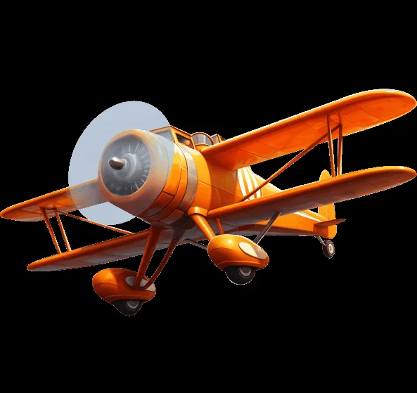 Avión de juego Aviator en vuelo con fondo de cielo